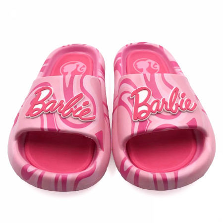 Barbie Bright Pink Logo Women's Flip Flop Slide Sandals